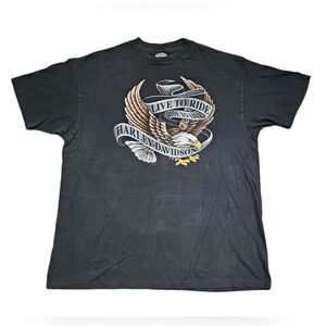Vtg 90 Harley Davidson Nashville Biker C&S Music City USA Live To Ride Tshirt XL
